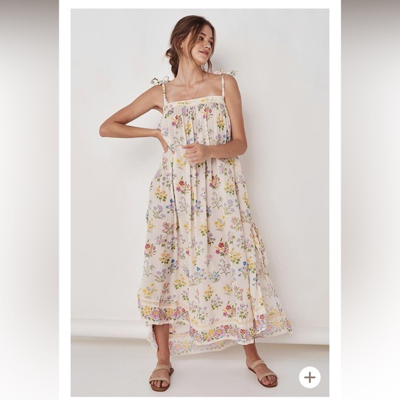Spell Floral Maxi Dress - Cream with Multicolor Accents - Picture 1 of 11